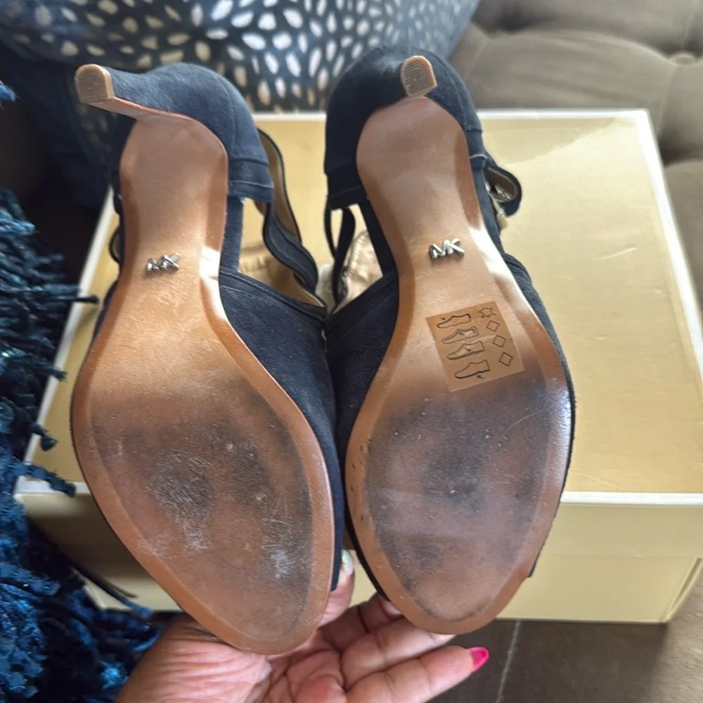 Michael Kors Blaze Open-Toe Suede High-Heel Booties Brown Sz. 7.5 - Picture 6 of 6